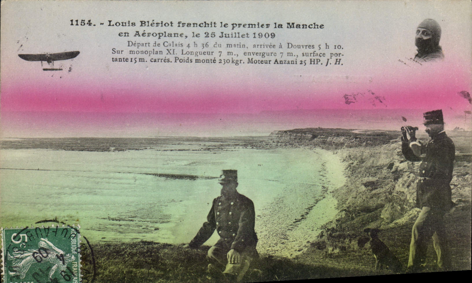 CPA Avion Aviation Louis Bleriot franchit le premier la Manche en aeroplane 