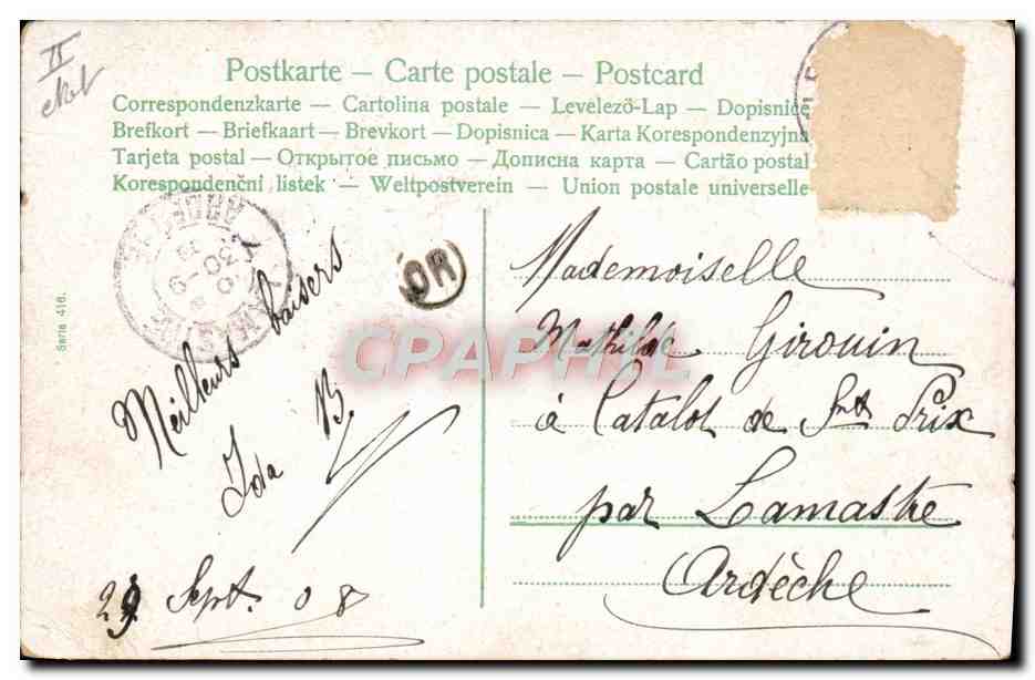 Automobile — scène de route — éditeur CPAPHIL, série 410 — Achterkant