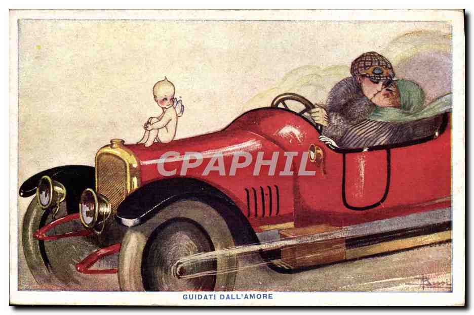 CPA Fantaisie Automobile Guidati Dall'Amore Ange 