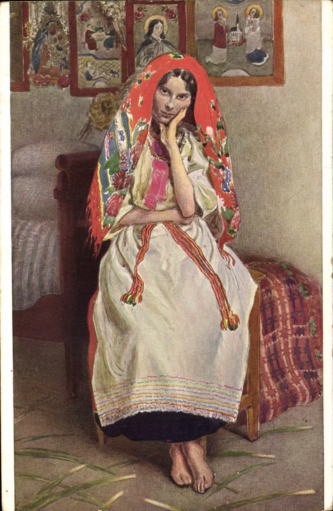 CPA Illustrateur Czeslaw Tanski Ukrainka Une paysanne d'Oulraina Ukraine
