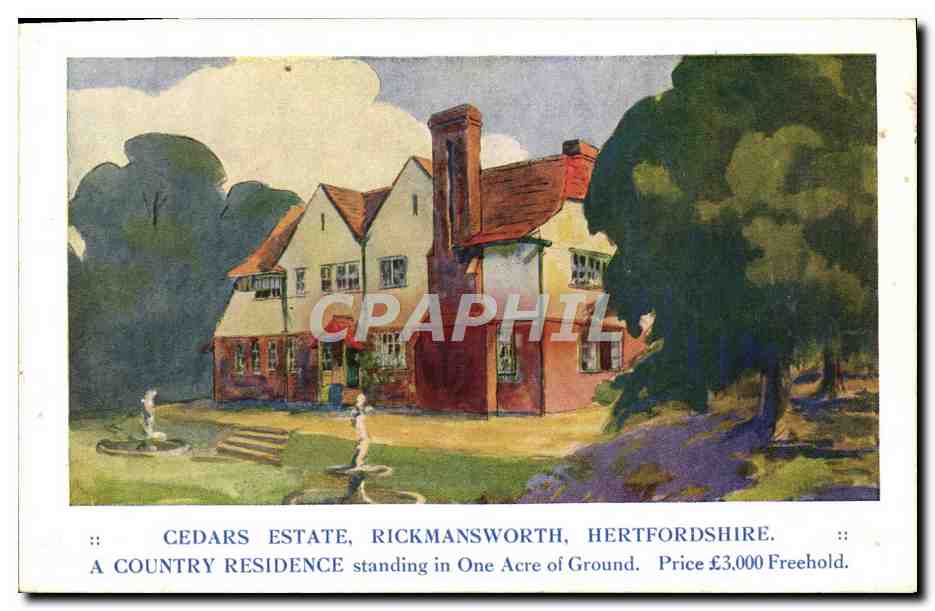 CPA Illustrateur Cedars Estate Rickmansworth Hertfordshire A country residence standing in One Acre of ground 