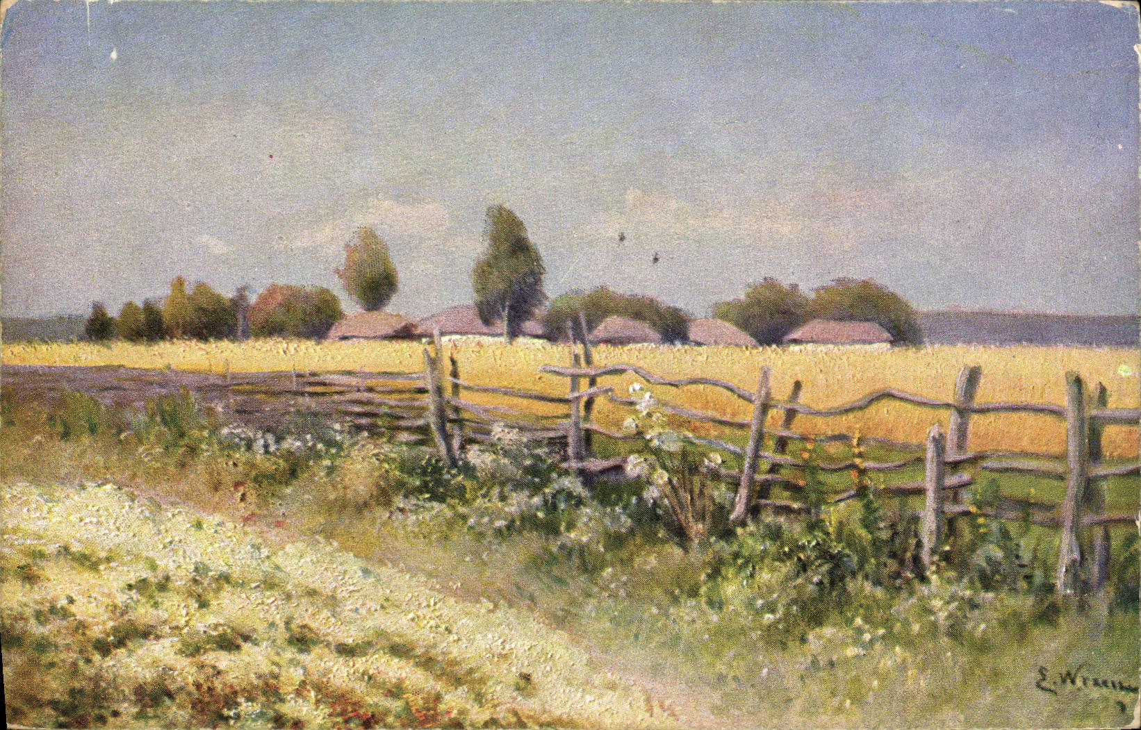 CPA Illustrateur Wrzescz Paysage 