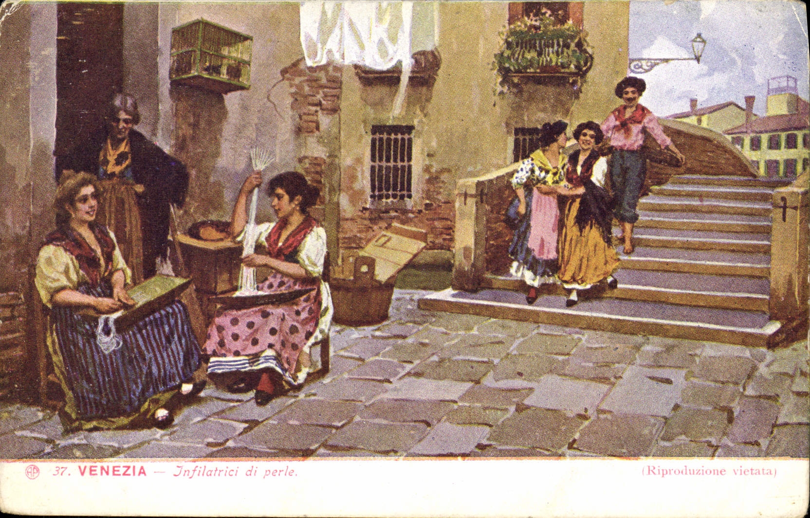 CPA Illustrateur Venezia Infilatrici di perle 