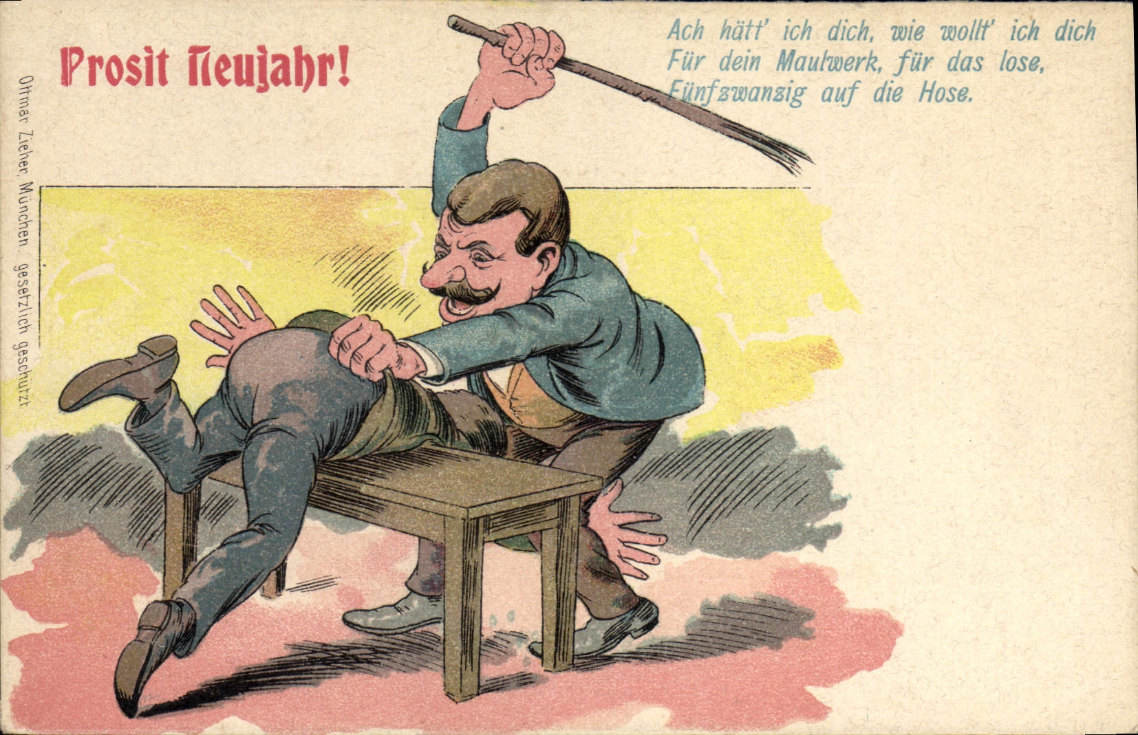 CPA Illustrateur Homme Prosit Neujahr 