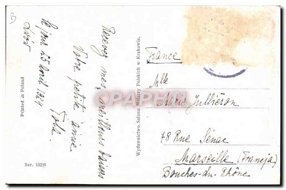 CPA Illustrateur Stachiewicz Venus z Milo i Honorka z Bronowic  — Verso