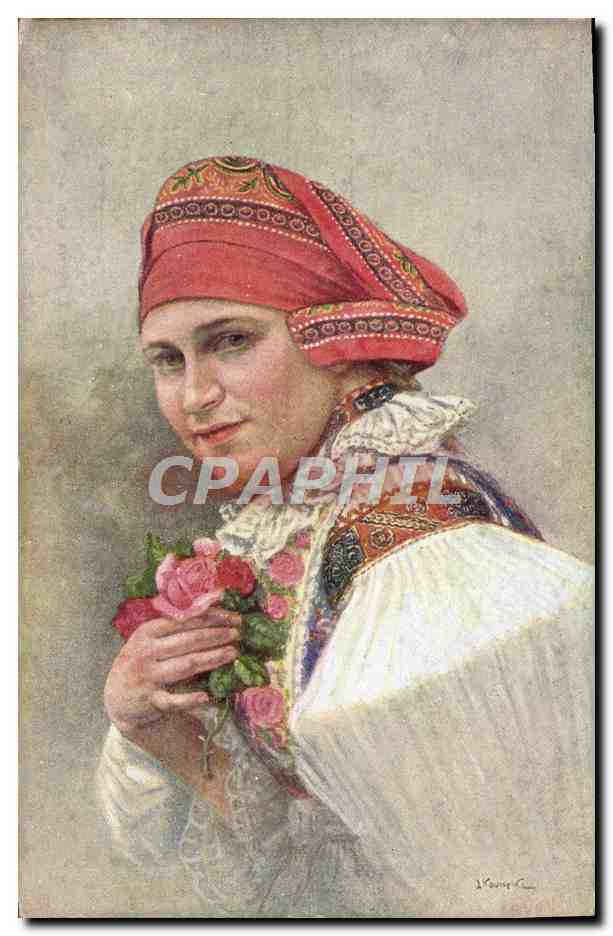 CPA Illustrateur Koudelka Divka z Ostrohu Folklore 