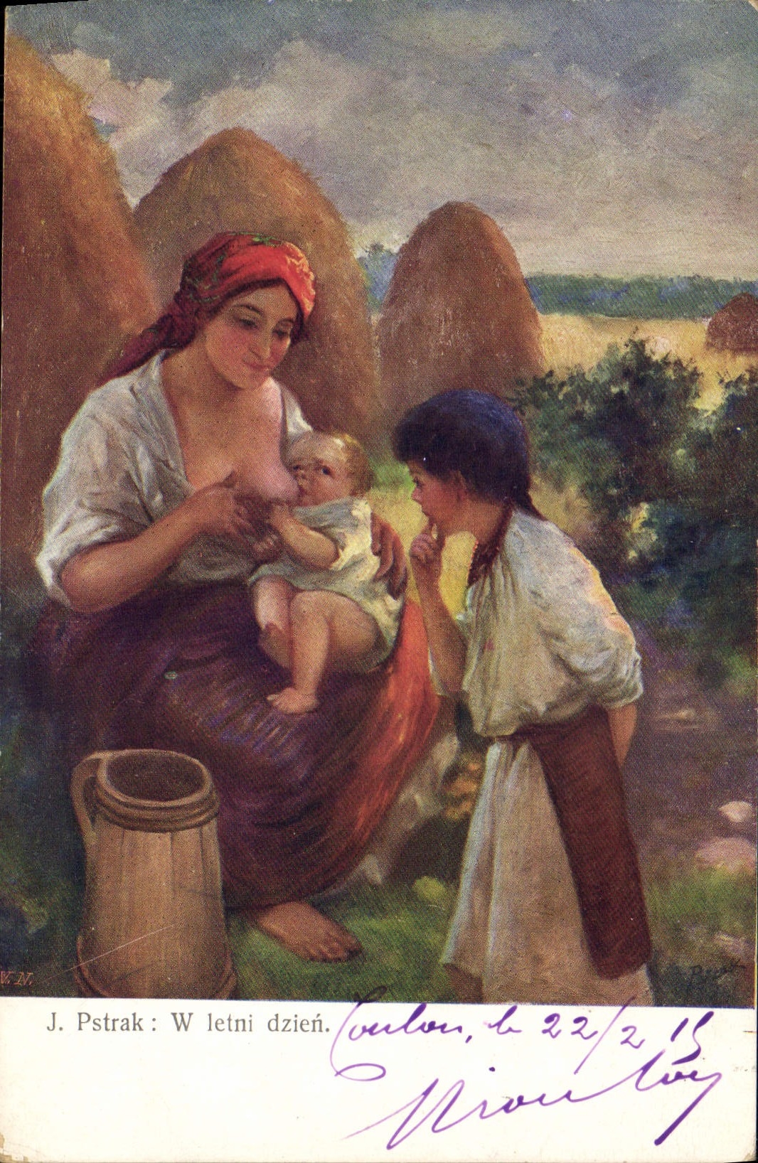 CPA Illustrateur J Pstrak W letni dzien Folklore 