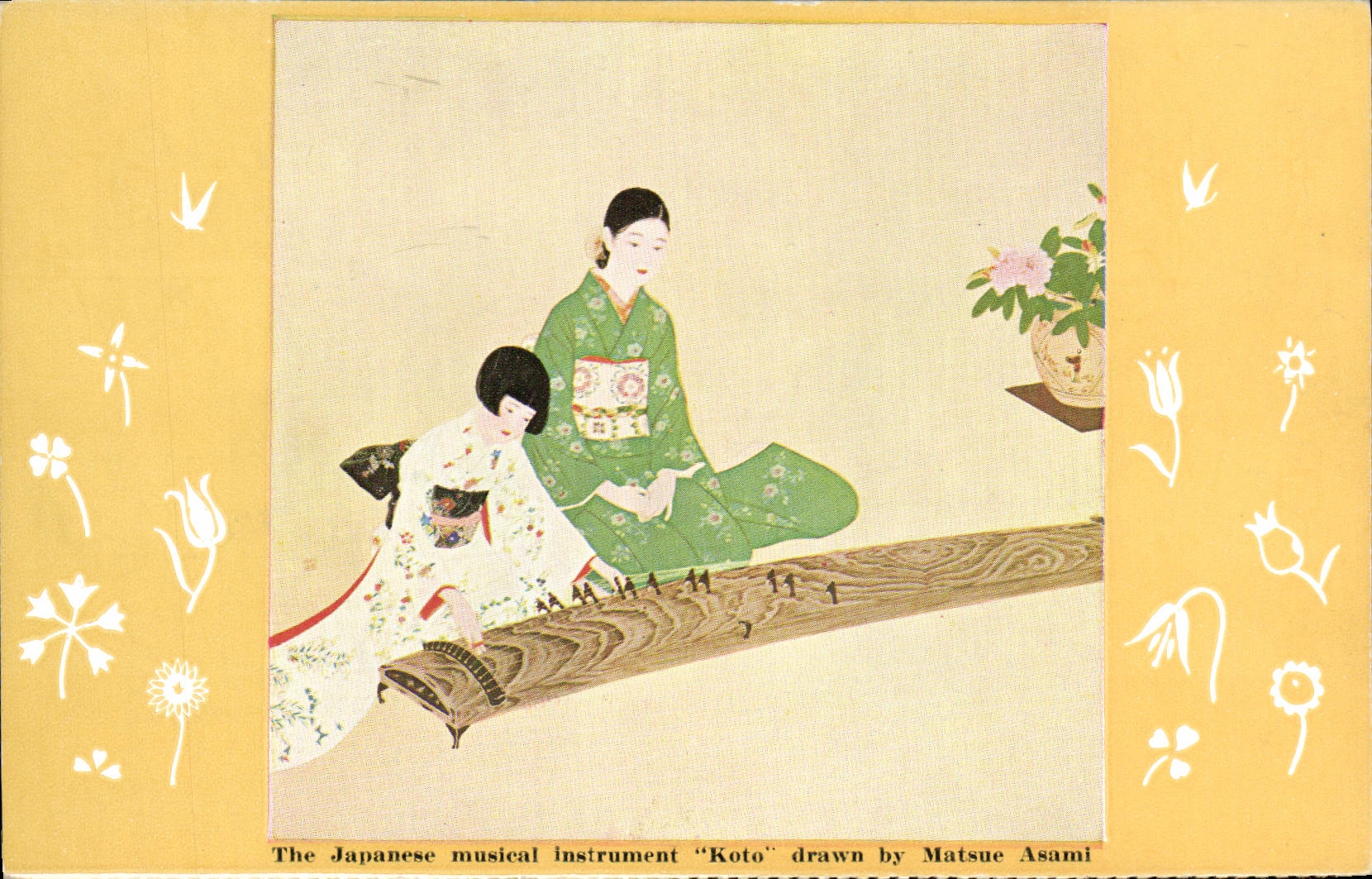 CPA Japon Nippon The Japanese musical instrument Koto drawn by Matsue Asami 