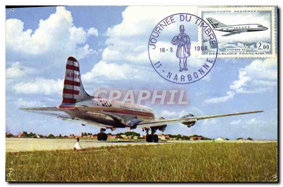 CPM Avion Aviation Quadrimoteur Douglas DC4 Cie Air Algerie