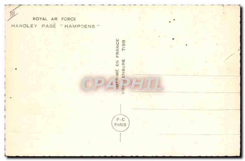 CPM Avion Aviation Royal Air Force Handley Page Hampdens — Verso