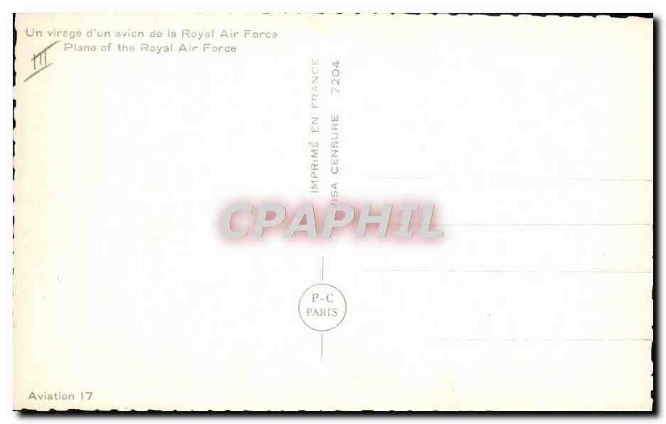 CPM Avion Aviation Un virage d'un avion de la Royal Air Force  — Rückseite