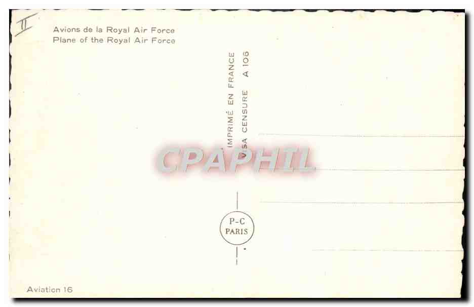 CPM Avion Aviation Avions de la Royal Air Force  — Rückseite