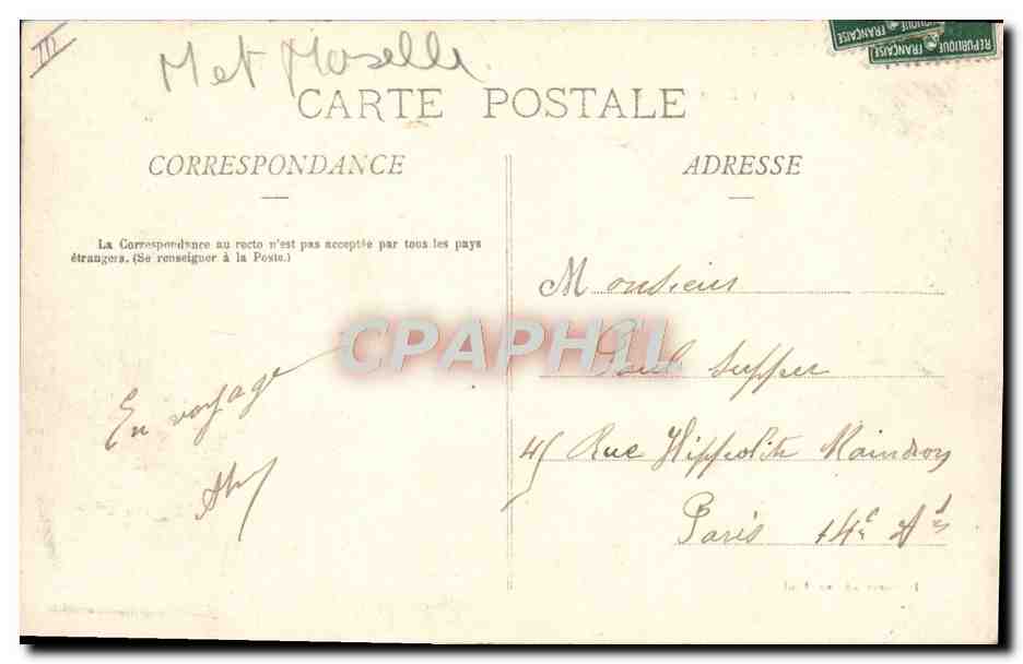 CPA Avion Aviation Dirigeable Zeppelin Le Lebaudy planant sur le fort Fort Saint Michel Toul — Rückseite