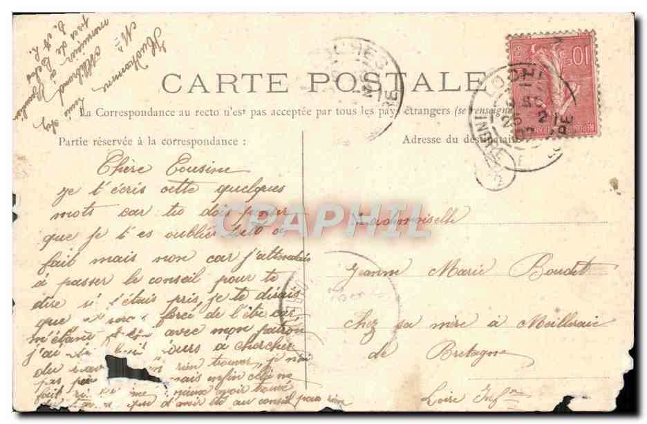 CPA Loches La Rue De Tours Ecole Communale De Garcons — Rückseite