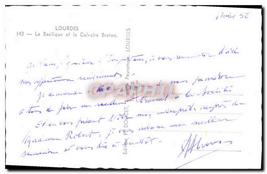 CPM Lourdes La Basilique Et Le Calvaire Breton — Verso