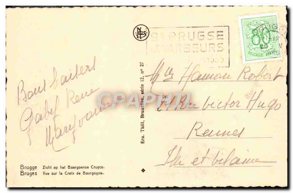 CPA Bruges Vue sur la Croix de Bourgogne  — Rückseite