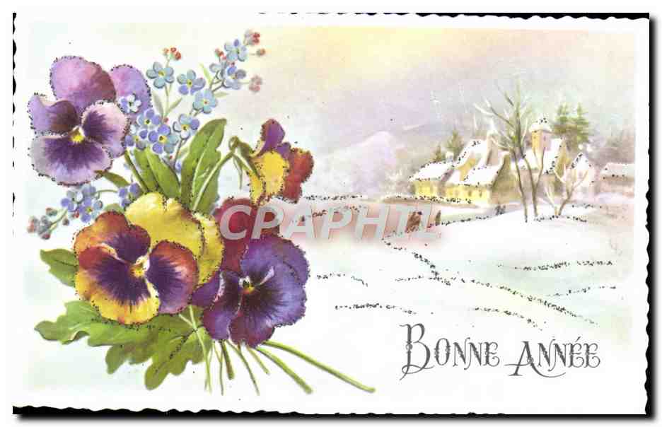 CPA Bonne Annee Fleurs