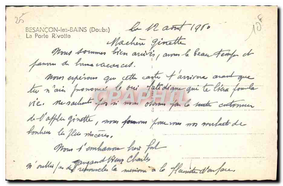 La Porte Rivotte — Besançon-les-Bains (Doubs) — éditeur non identifié — Achterkant