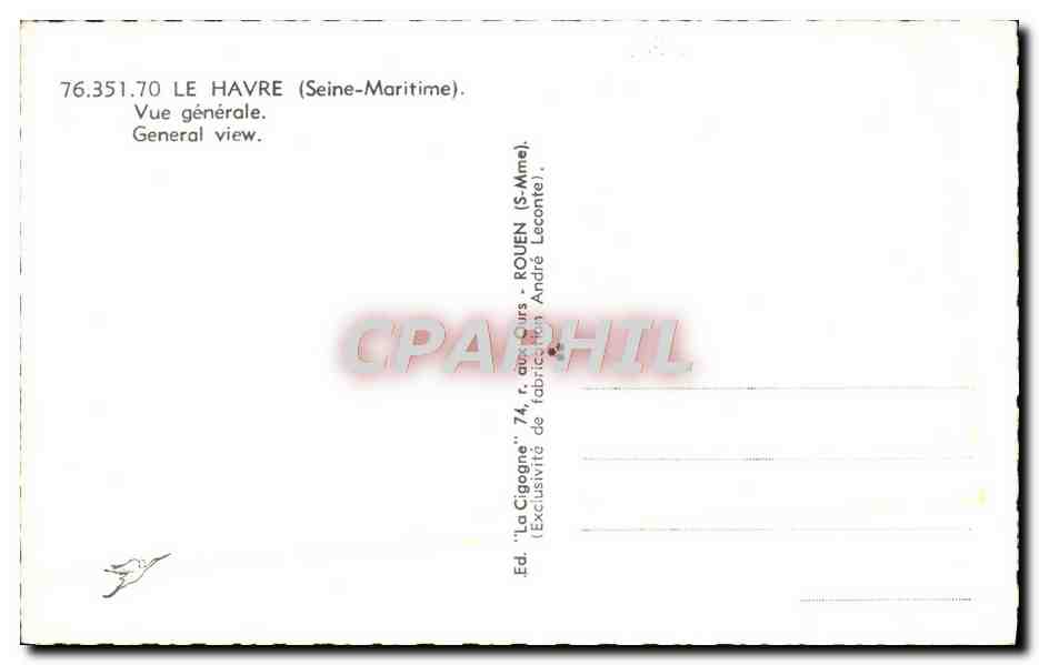 CPM Le Havre Vue Generale — Rückseite