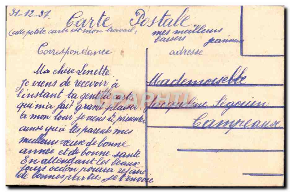 CPA Fantaisie Bonne Annee — Rückseite