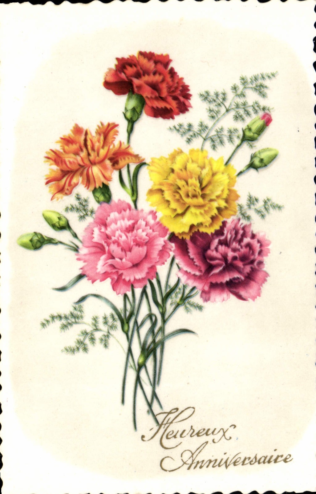 CPA Heureux Anniversaire Fleurs