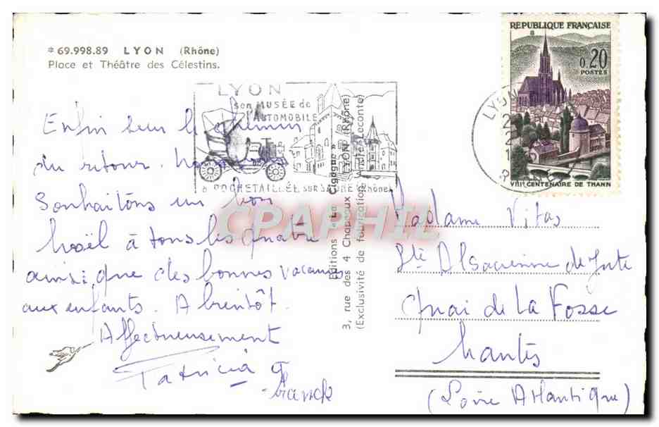 CPM Lyon Place Et Theatre Des Celestins — Verso
