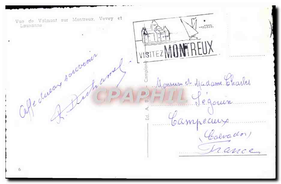 CPM Vue du Valmont sur Montreux Vevey et Lausanne  — Rückseite