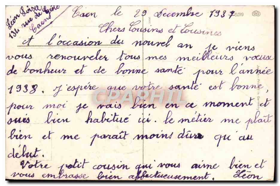 CPA Fantaisie Bonne Annee — Rückseite