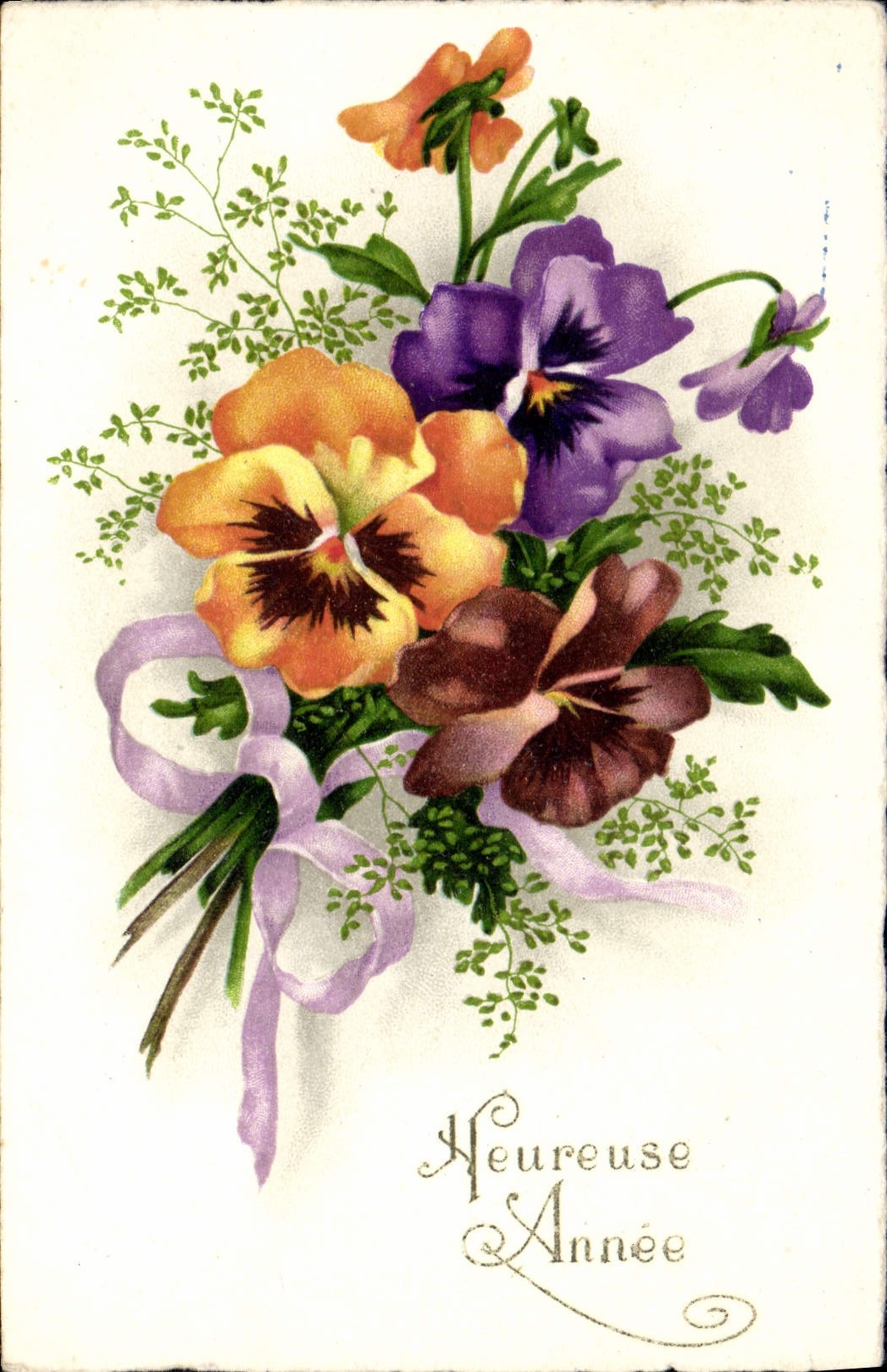 CPA Fantaisie Fleurs Heureuse Annee