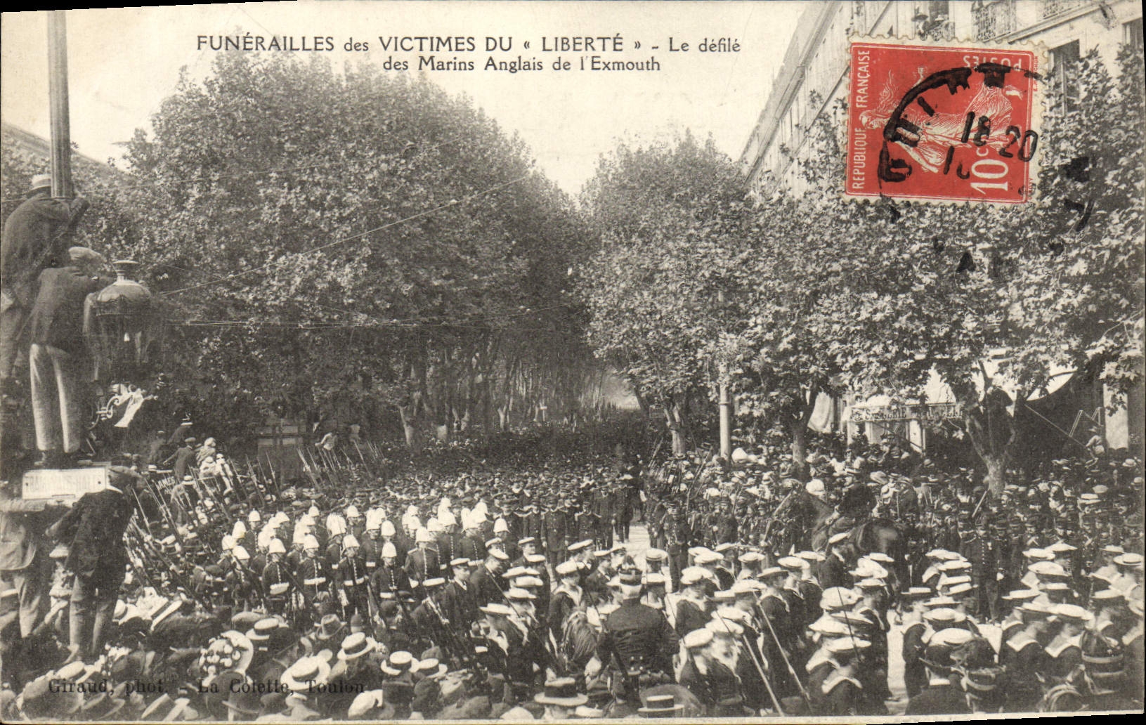 Funérailles des victimes du « Liberté » - Le défilé des marins anglais de l'Exmouth - Giraud, phot. La Coëtelle, Toulon