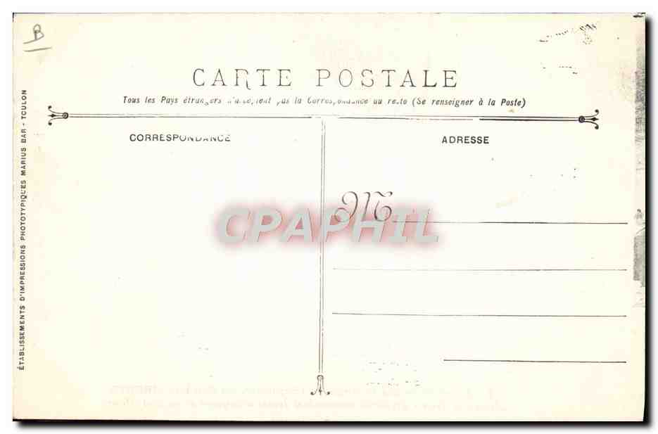 Funérailles des victimes de l'Explosion du Cuirassé LIBERTE — Arsenal de Terre — Arrivée du commandant Jaurès accompagné de son État-Major — Reverso