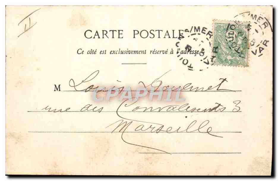 CPA Bateau de guerre Toulon Couronne Le lavage du pont — Verso