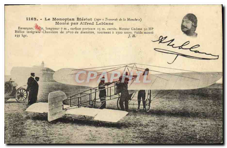 CPA Avion Aviation Monoplan Bleriot Monte par Alfred Leblanc 