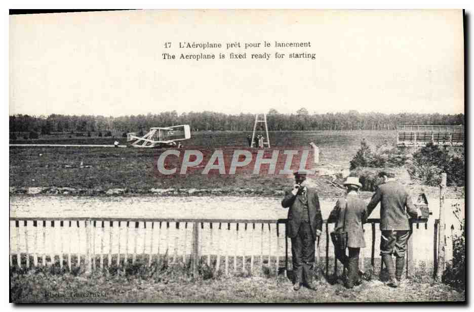 CPA Avion Aviation L'aeroplane pret pour le lancement Wilbur Wright 