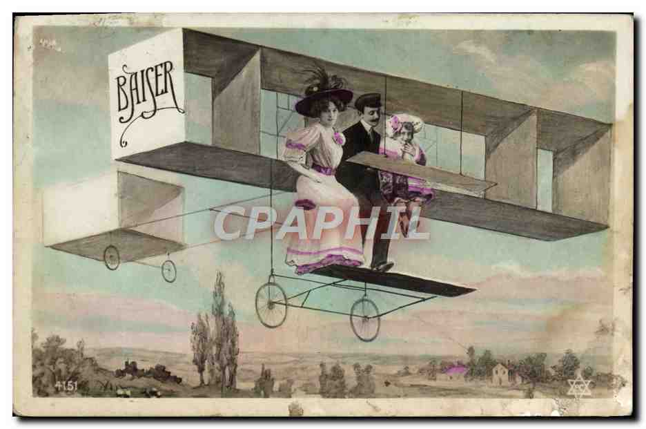 CPA Avion Aviation Femme 