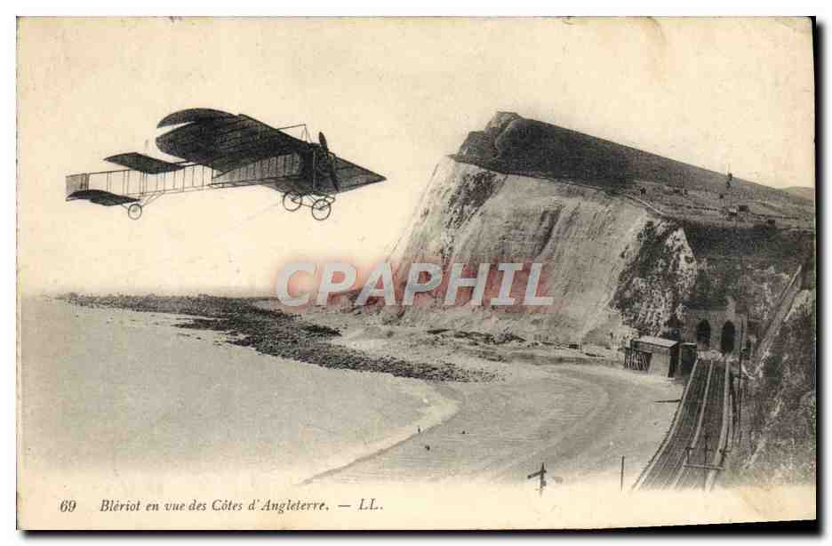CPA Avion Aviation Bleriot en vue des cotes d'Angleterre