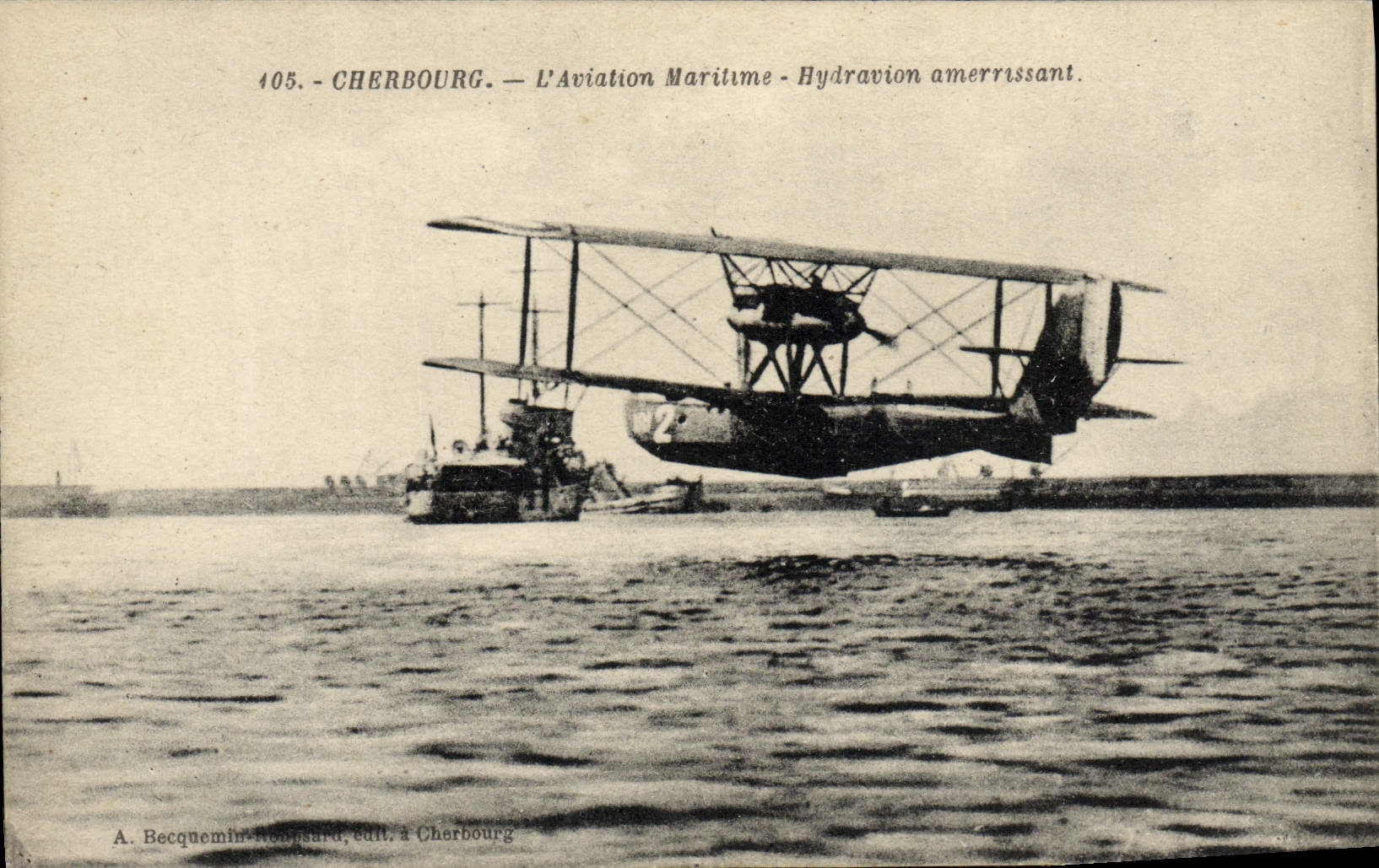 CPA Avion Aviation Cherbourg Aviation maritime Hydravion amerrissant