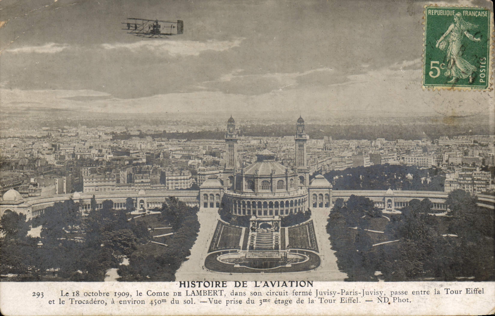 CPA Avion Aviation Comte de Lambert Circuit ferme Juvisy Paris Juvisy Tour Eiffel