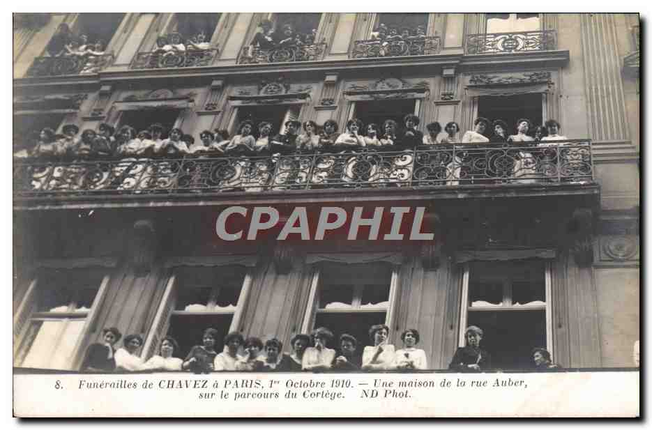 CPA Avion Aviation Funerailles de Chavez a Paris 1er octobre Une maison de la Rue Aubert sur parcours du college Paris