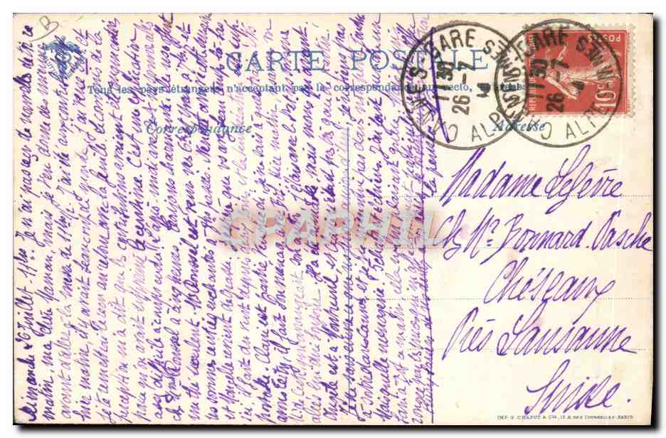 CPA Avion Aviation Monoplan Bleriot Circuit europeen Juin Juillet 1911 Arrivee de Garros a Liege Utrecht  — Rückseite