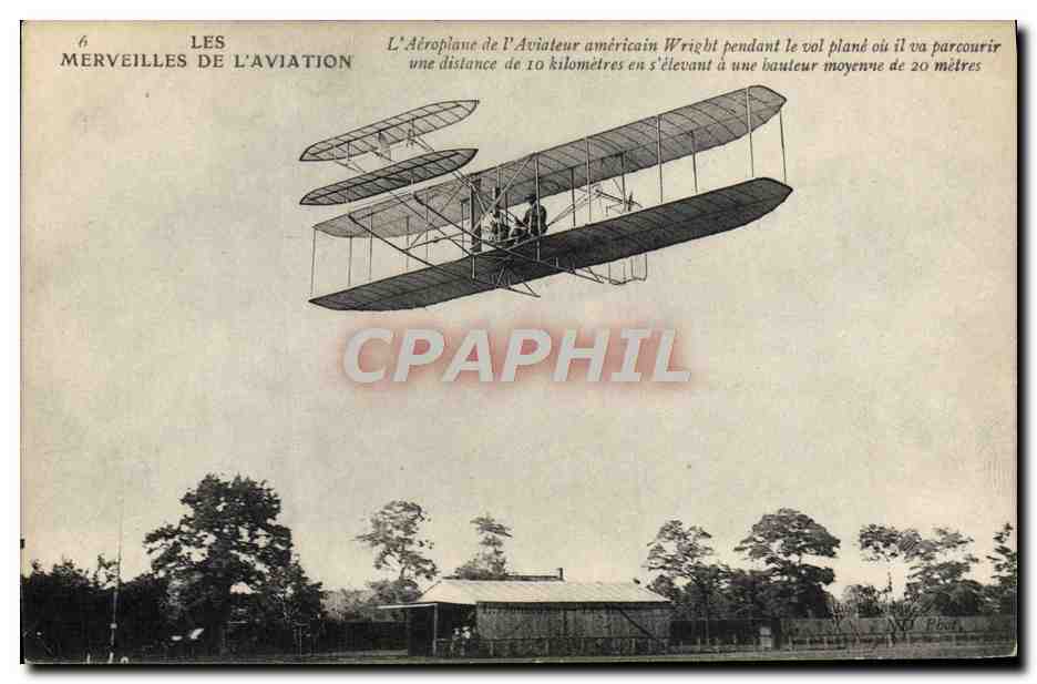 CPA Avion Aviation Aeroplane de Wilbur Wright pendant le vol plane 