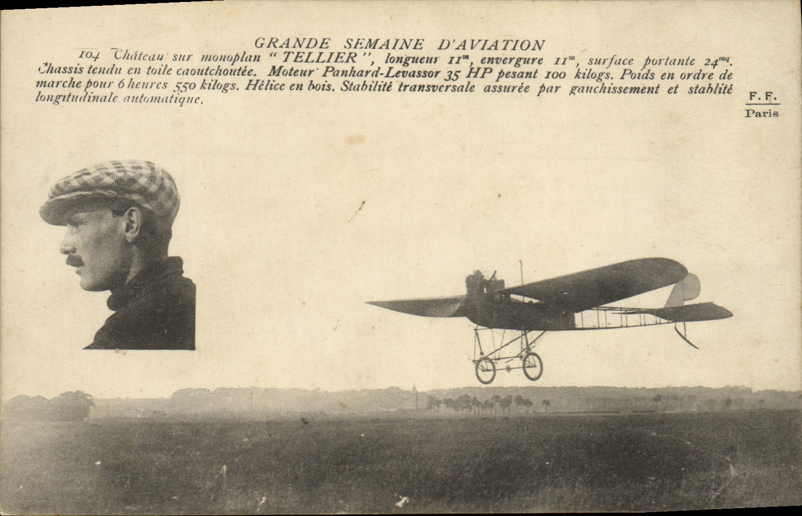 CPA Avion Aviation Chateau sur monoplan Tellier 