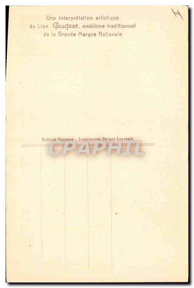 CPA Automobile Groupe de production des automobiles Peugeot Sochaux Montbeliard Lion — Rückseite
