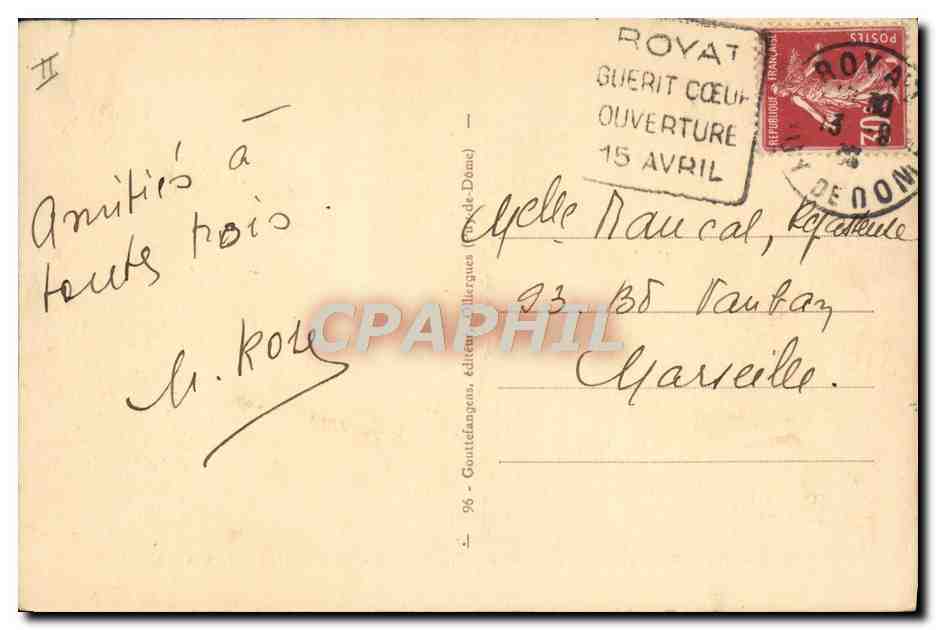 CPA Automobile Auvergne Sommet du Puy du Dome Parc automobile Auberge du Dome  — Rückseite