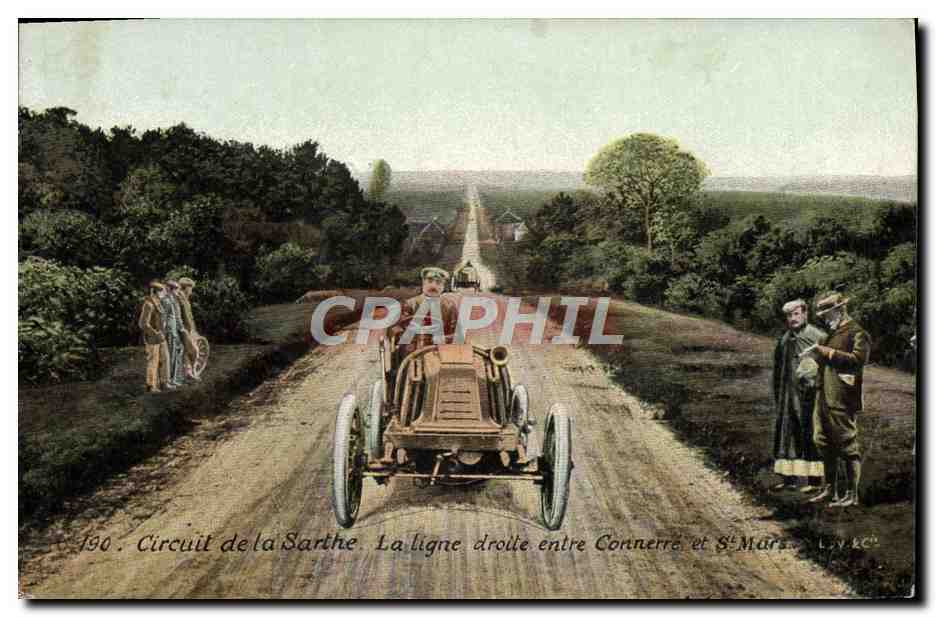 CPA Automobile Circuit de la Sarthe La ligne droite entre Connerre et St Mars 