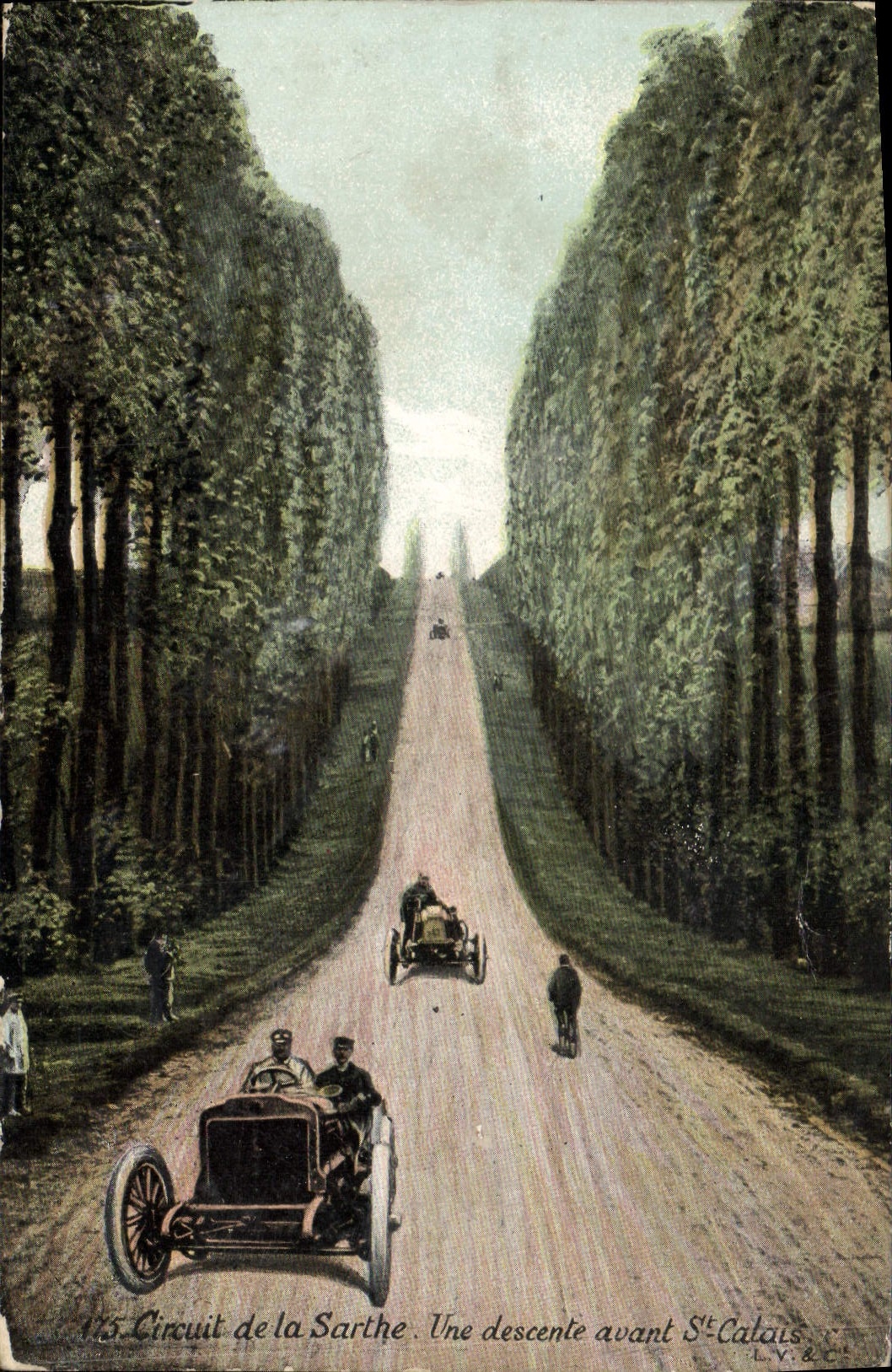 CPA Automobile Circuit de la Sarthe Une descente avant St Calais 