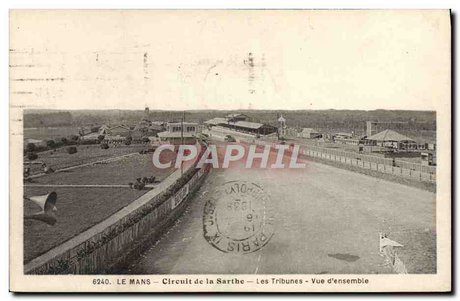 CPA Automobile Le Mans Circuit de la Sarthe Les tribunes Vue d'ensemble 