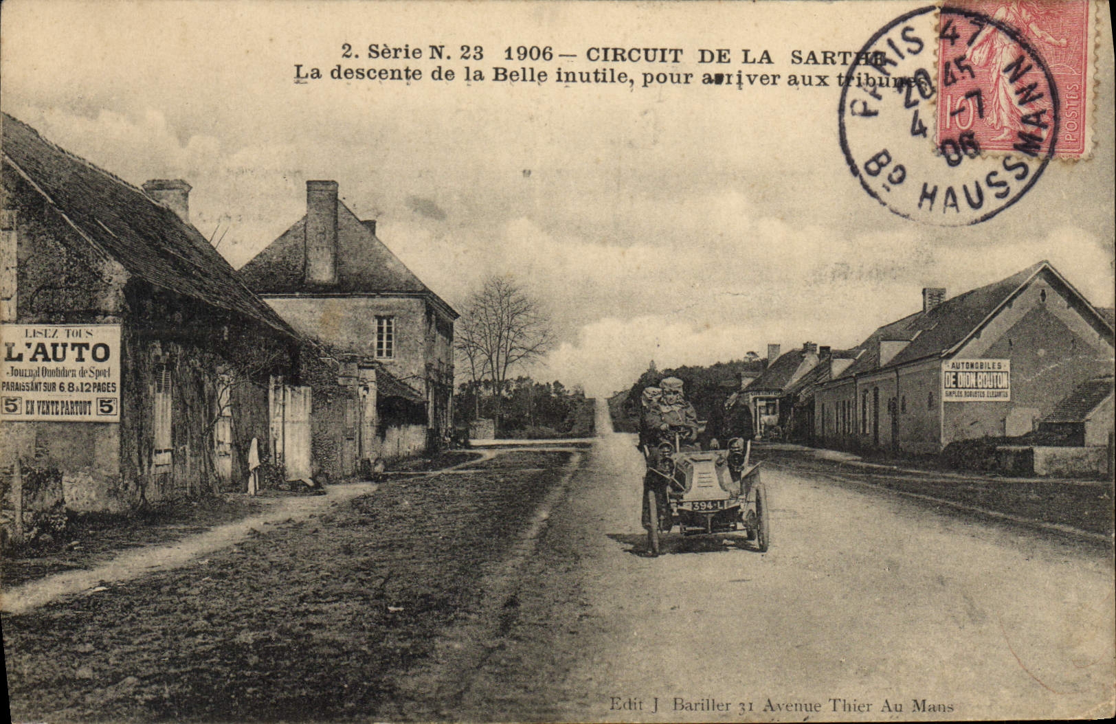 CPA Automobile Circuit de la Sarthe La descente de la Belle inutile pour arriver aux tribunes 