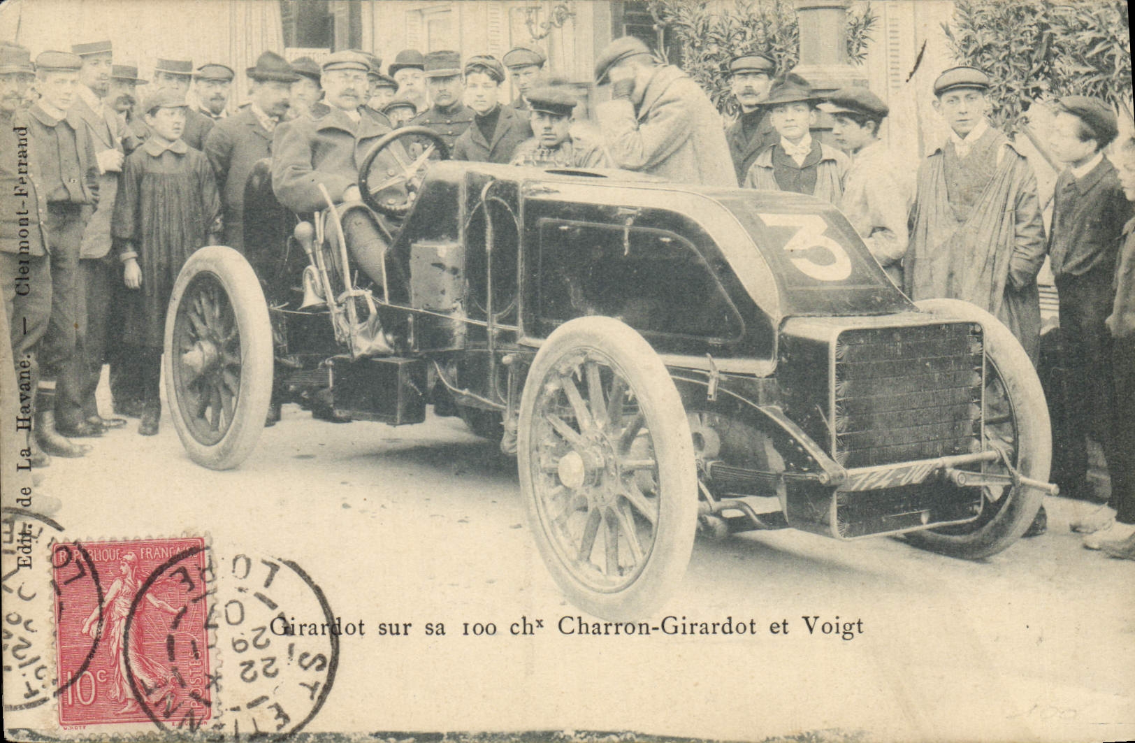 CPA Automobile Girardot sur sa 100 chevaux Charron Girardot et Voigt 