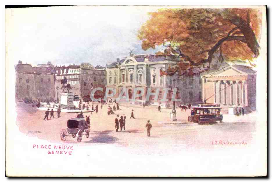 CPA Illustrateur Place Neuve Geneve 
